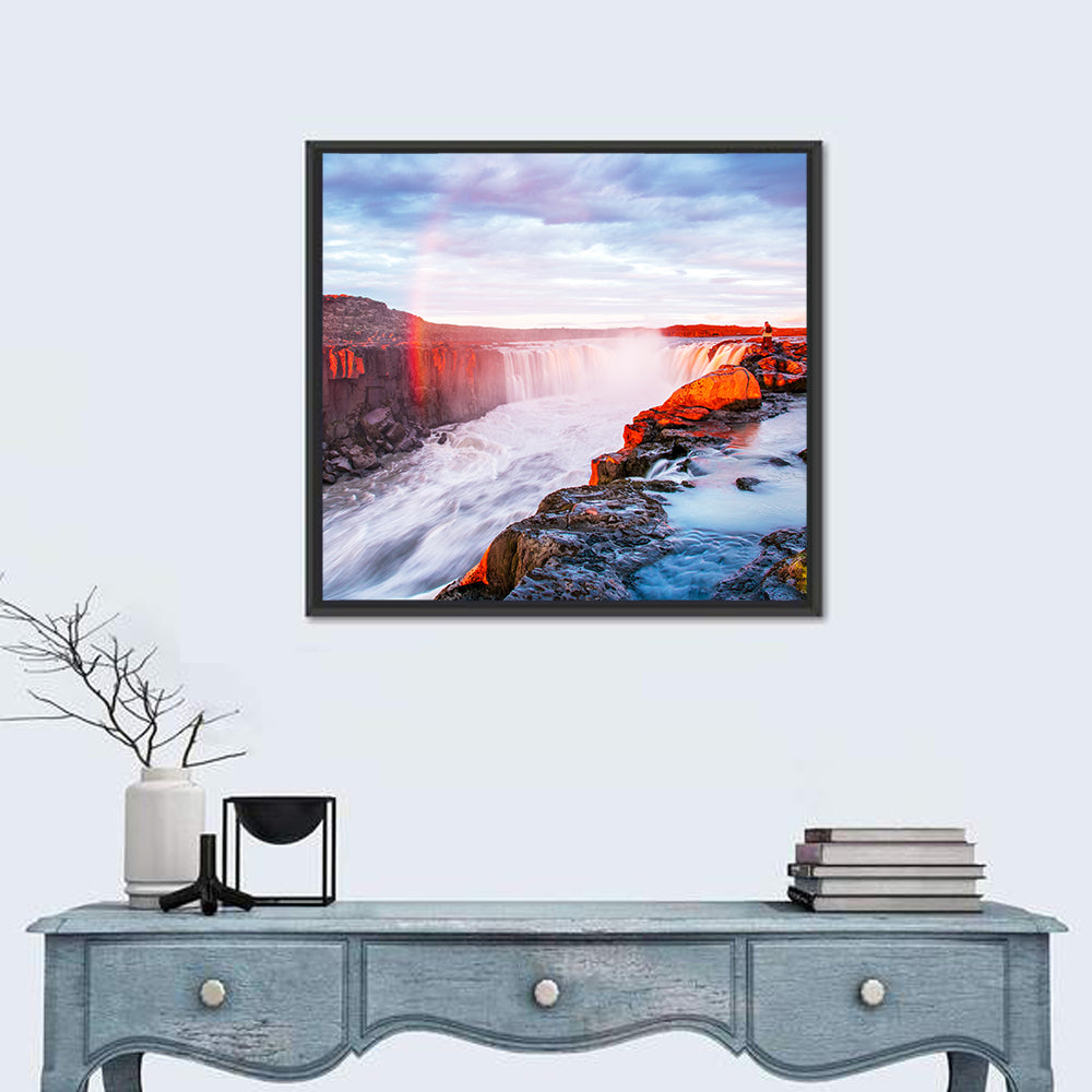 Golden Hour Selfoss Falls Rainbow Wall Art
