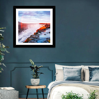 Golden Hour Selfoss Falls Rainbow Wall Art