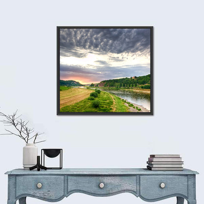 Elbe River at Golden Hour Wall Art