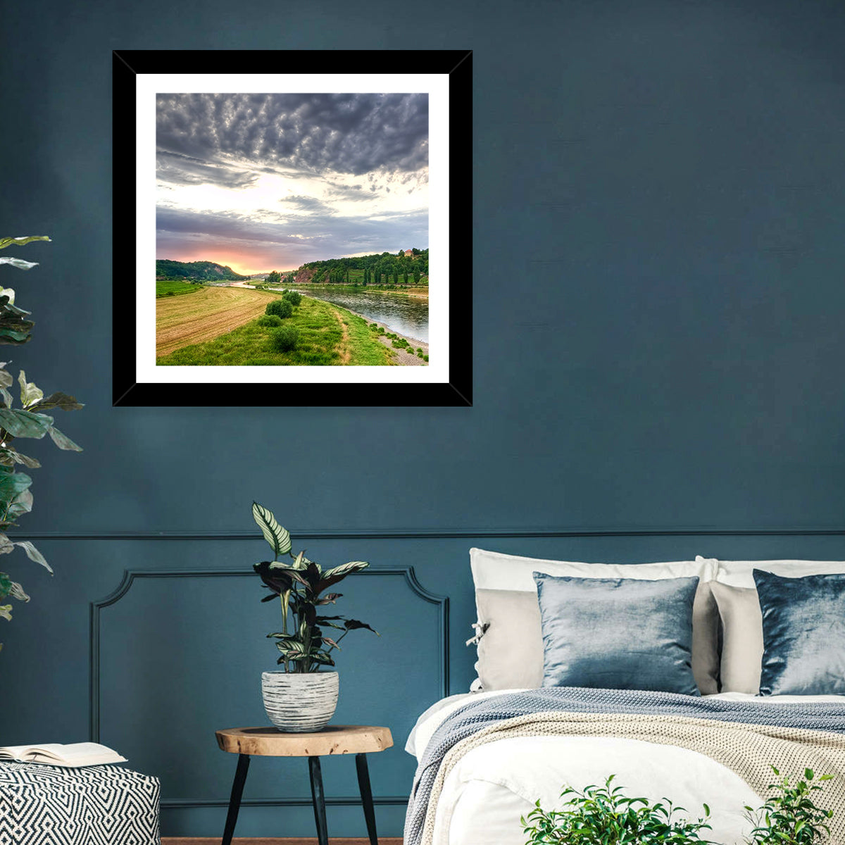 Elbe River at Golden Hour Wall Art