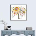 Whimsical Floral Tree Illustration Wall Art