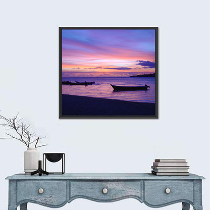 Malolo Island Sunset with Moored Boats Wall Art