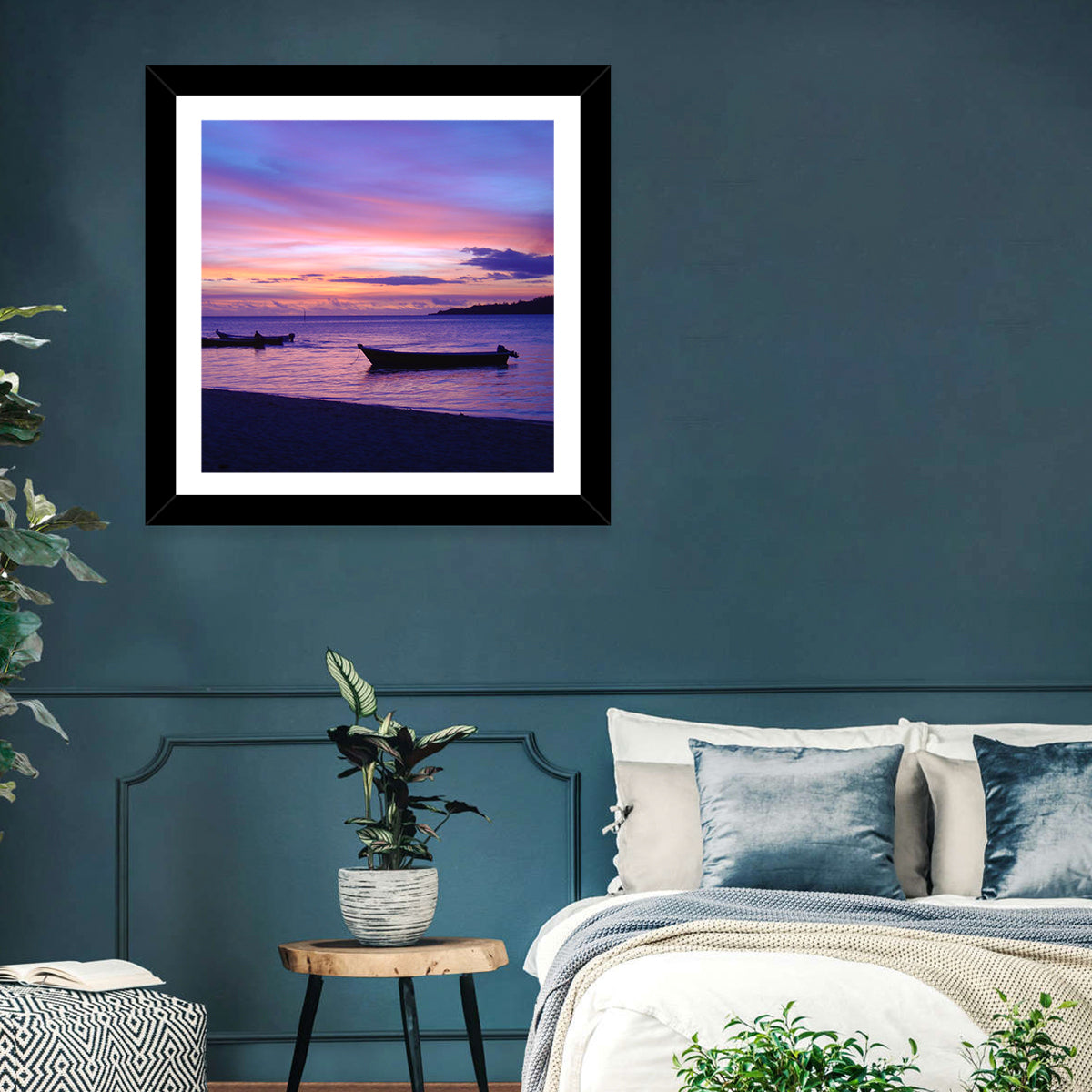 Malolo Island Sunset with Moored Boats Wall Art