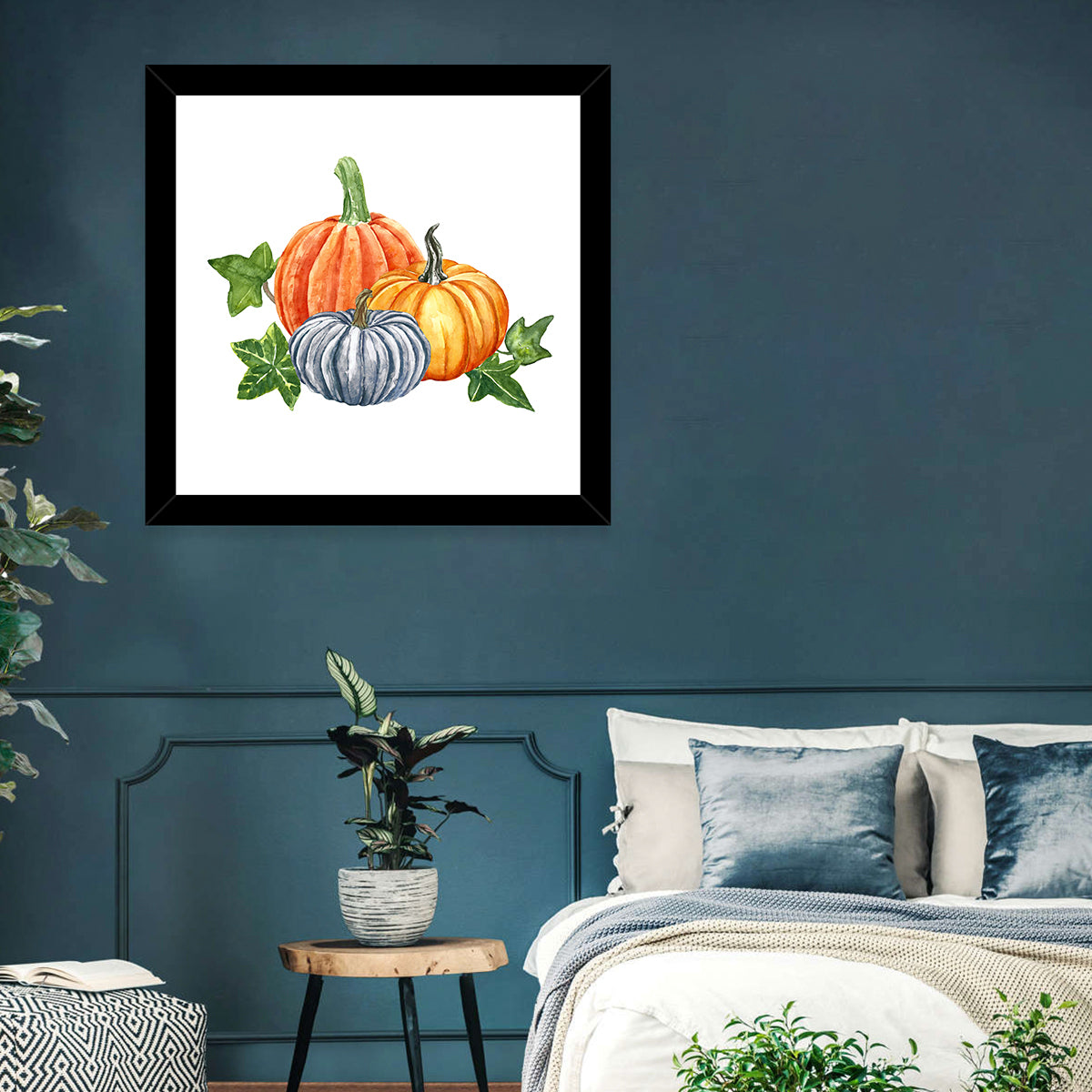 Festive Pumpkin Trio Watercolor Wall Art
