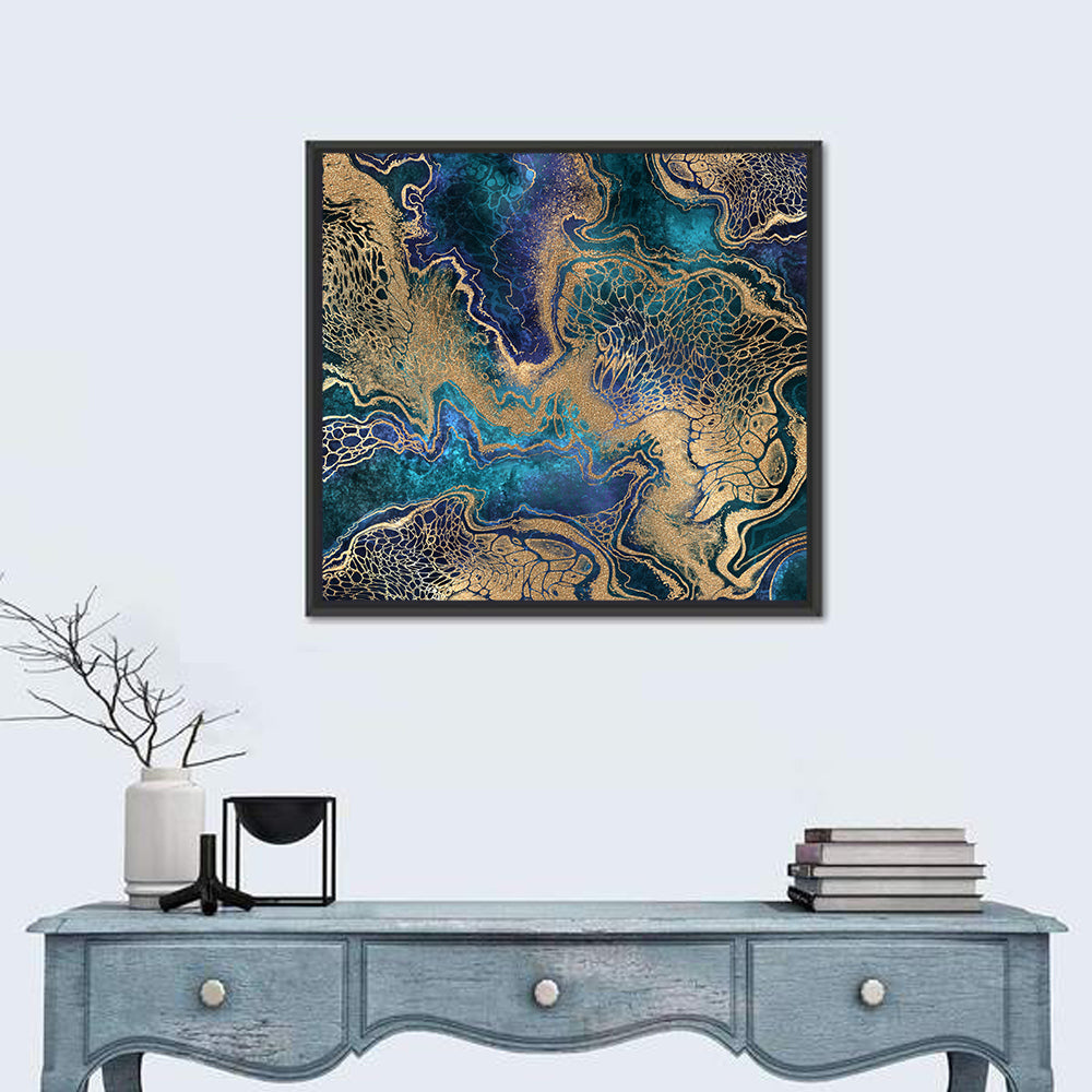 Gilded Geode Abstract Wall Art in a room, square