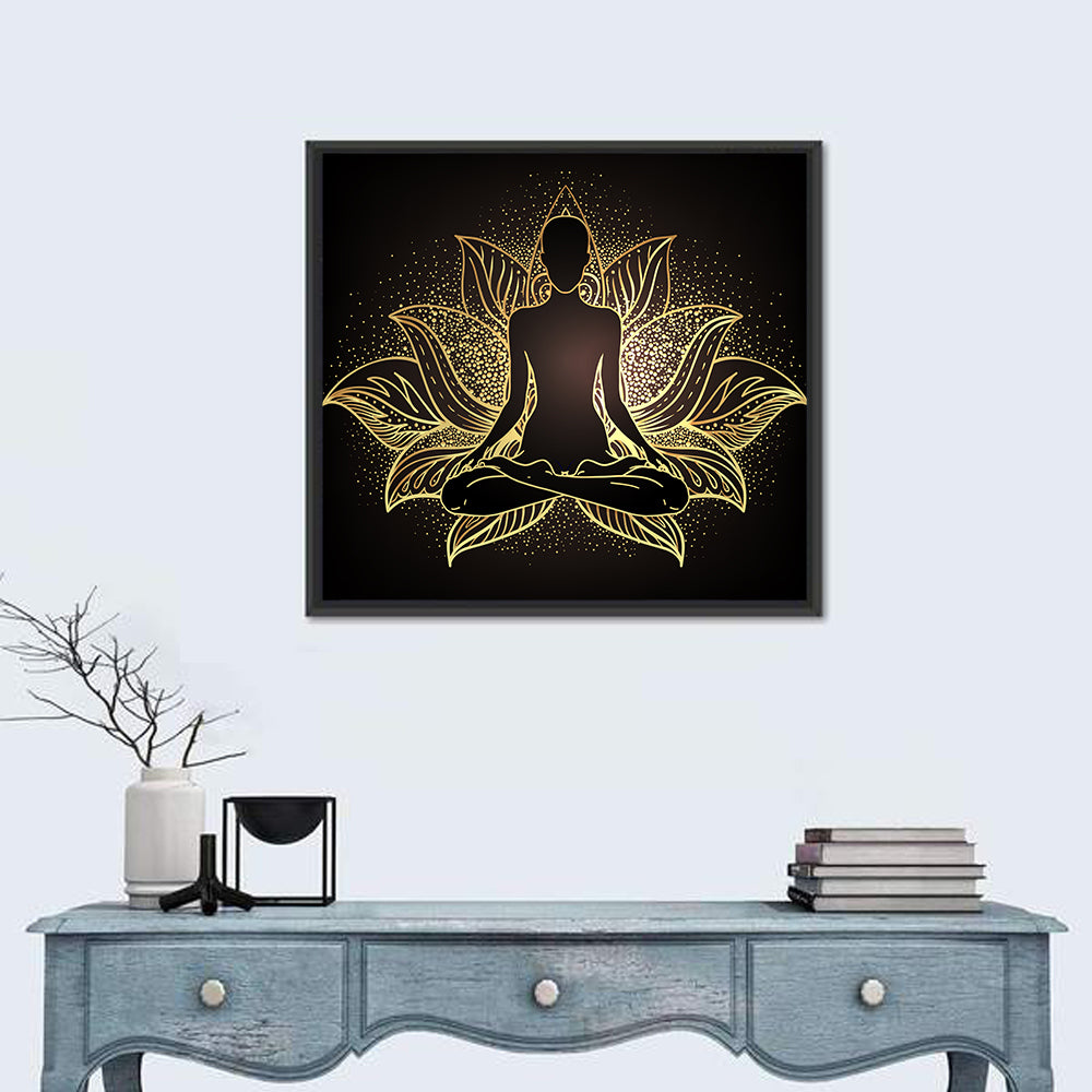 Golden Chakra Silhouette Wall Art