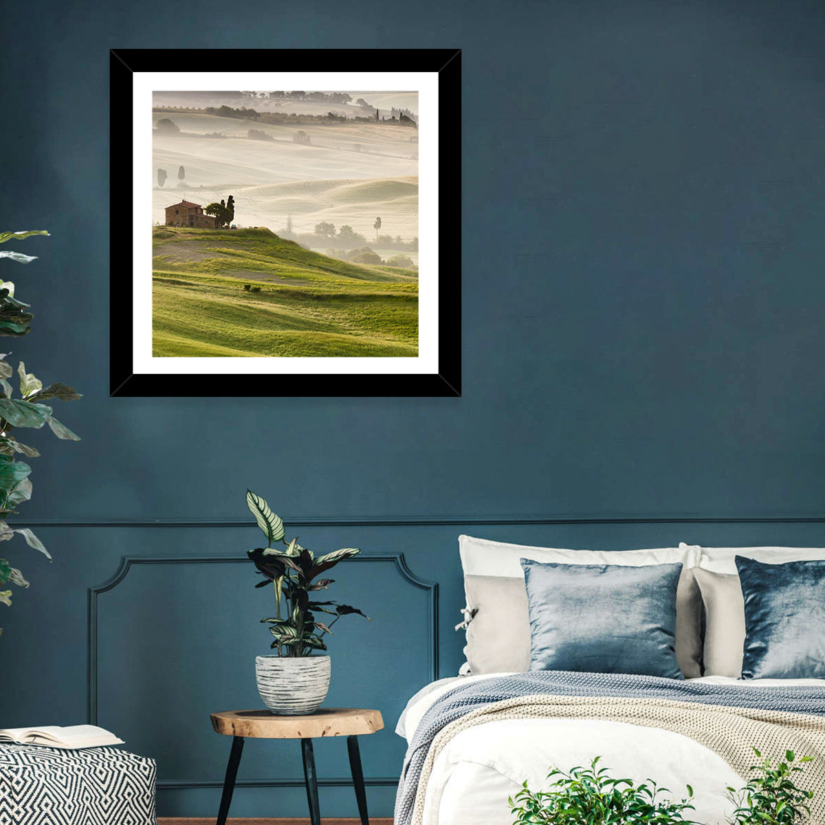 Foggy Tuscany Wall Art in a room, square