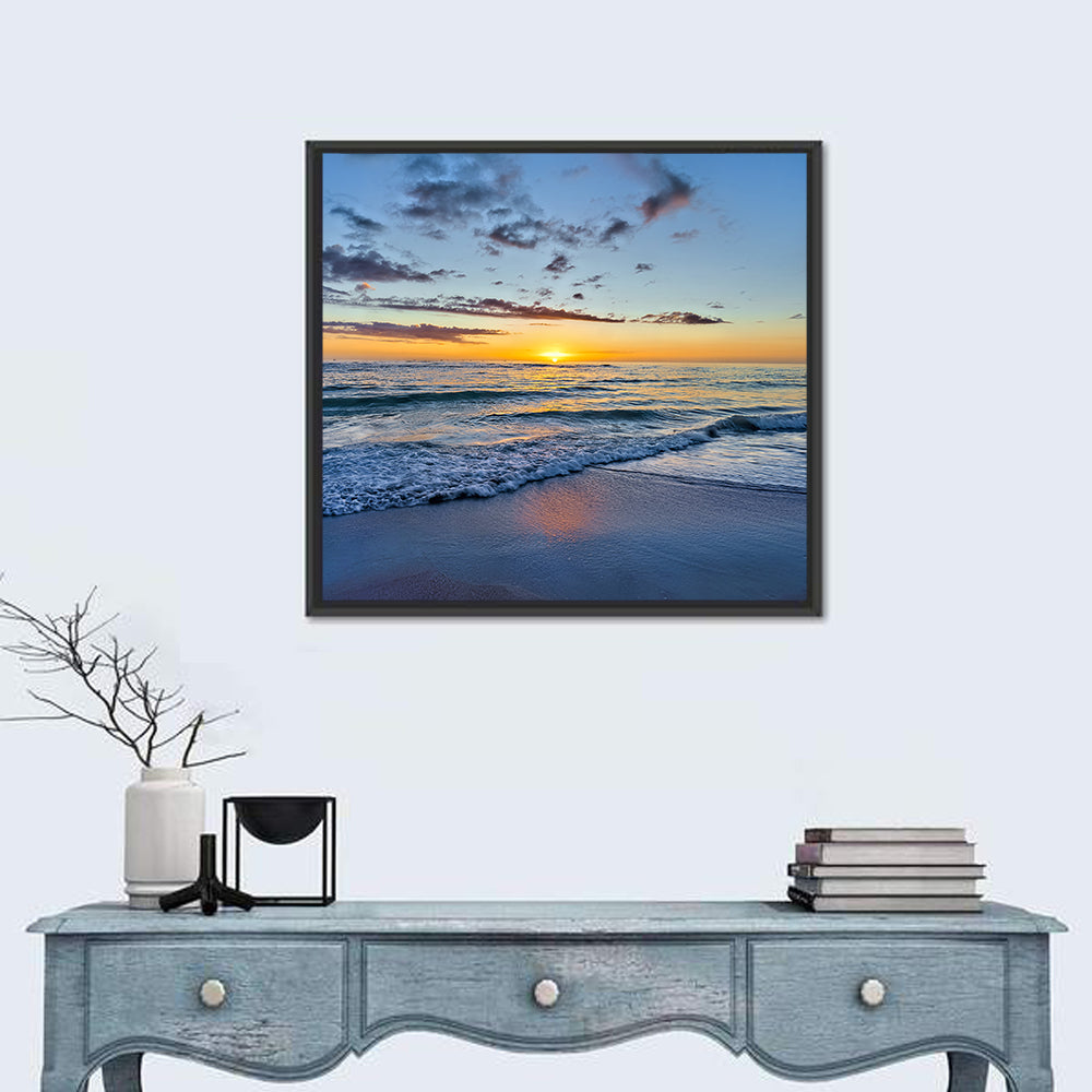 Foamy Waves at Golden Sunset Wall Art