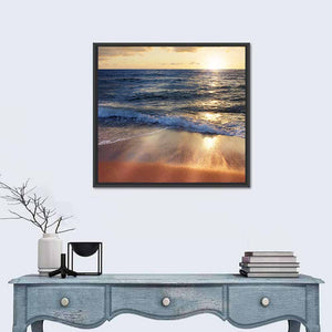 Splashing Waves Sunset Wall Art