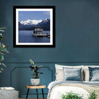 Lake Nahuel Huapi Catamaran and Snow-capped Mountains Wall Art
