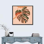 Warm Pink Monstera Leaf Wall Art