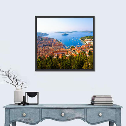 Hvar Harbor Aerial View Wall Art