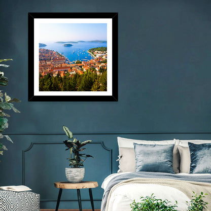 Hvar Harbor Aerial View Wall Art