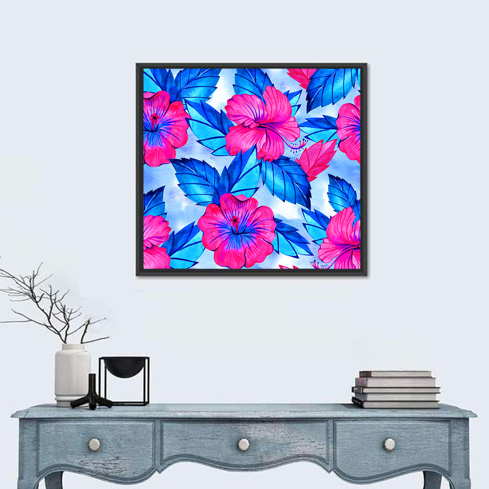 Tropical Hibiscus Pattern Wall Art