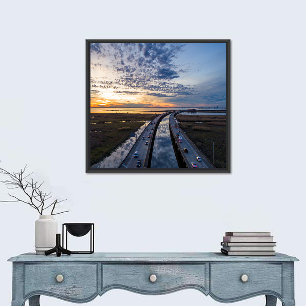 Mobile Bay Bridge at Sunset Wall Art