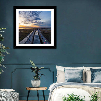 Mobile Bay Bridge at Sunset Wall Art