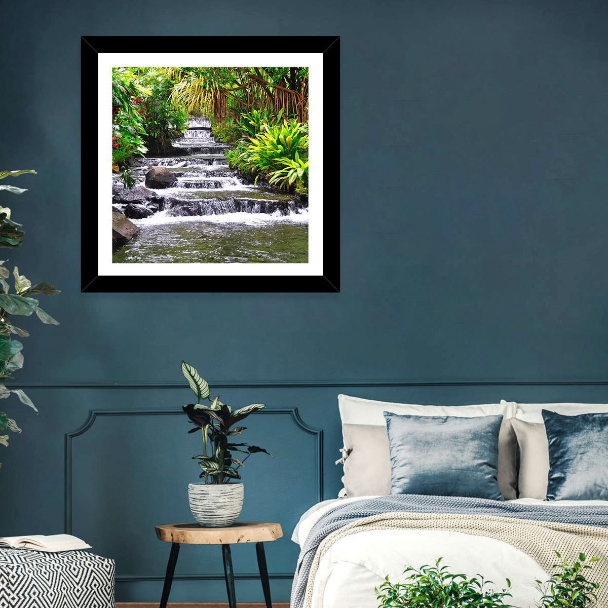 Tabacon Tiered Hot Springs Waterfall Wall Art in a room, square