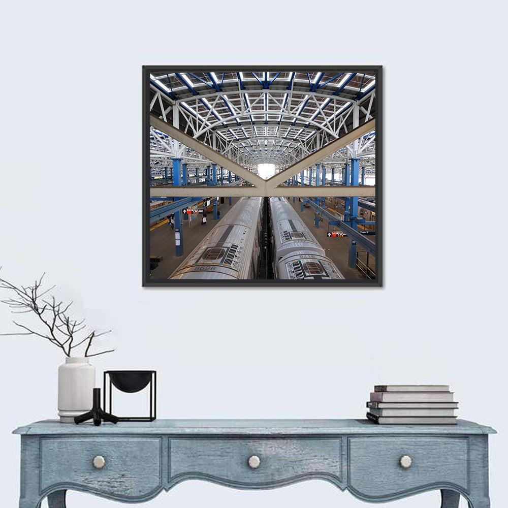 Stillwell Avenue Station Platform Perspective Wall Art in a room, square