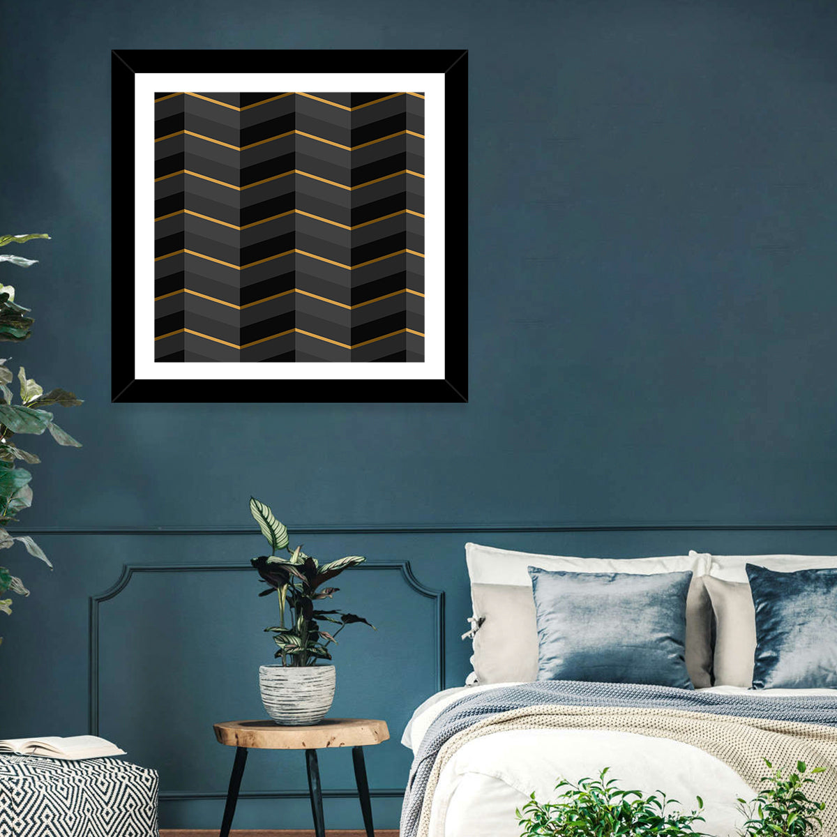 Black Stripes with Gold Accents Wall Art