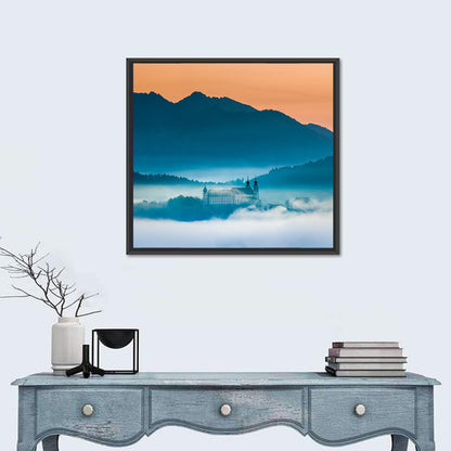 Benediktbeuern Abbey in Morning Fog Wall Art