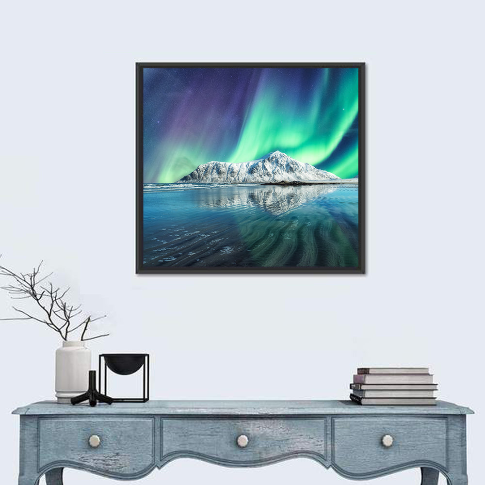 Aurora Over Skagsanden Beach Wall Art