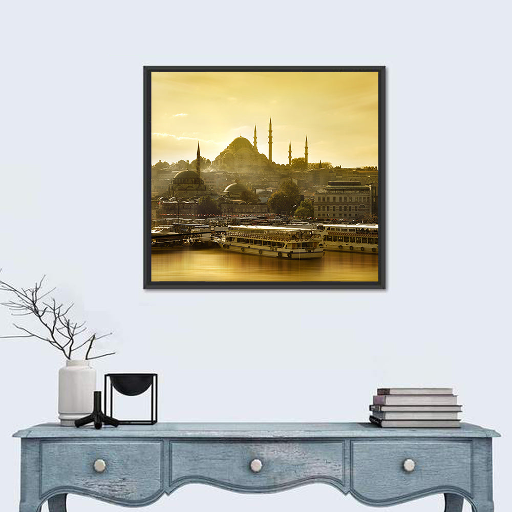 Suleymaniye Mosque Sunset Silhouette Wall Art