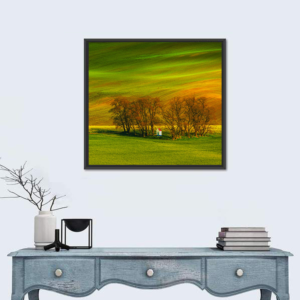 Moravian Wheat Fields with Chapel Wall Art