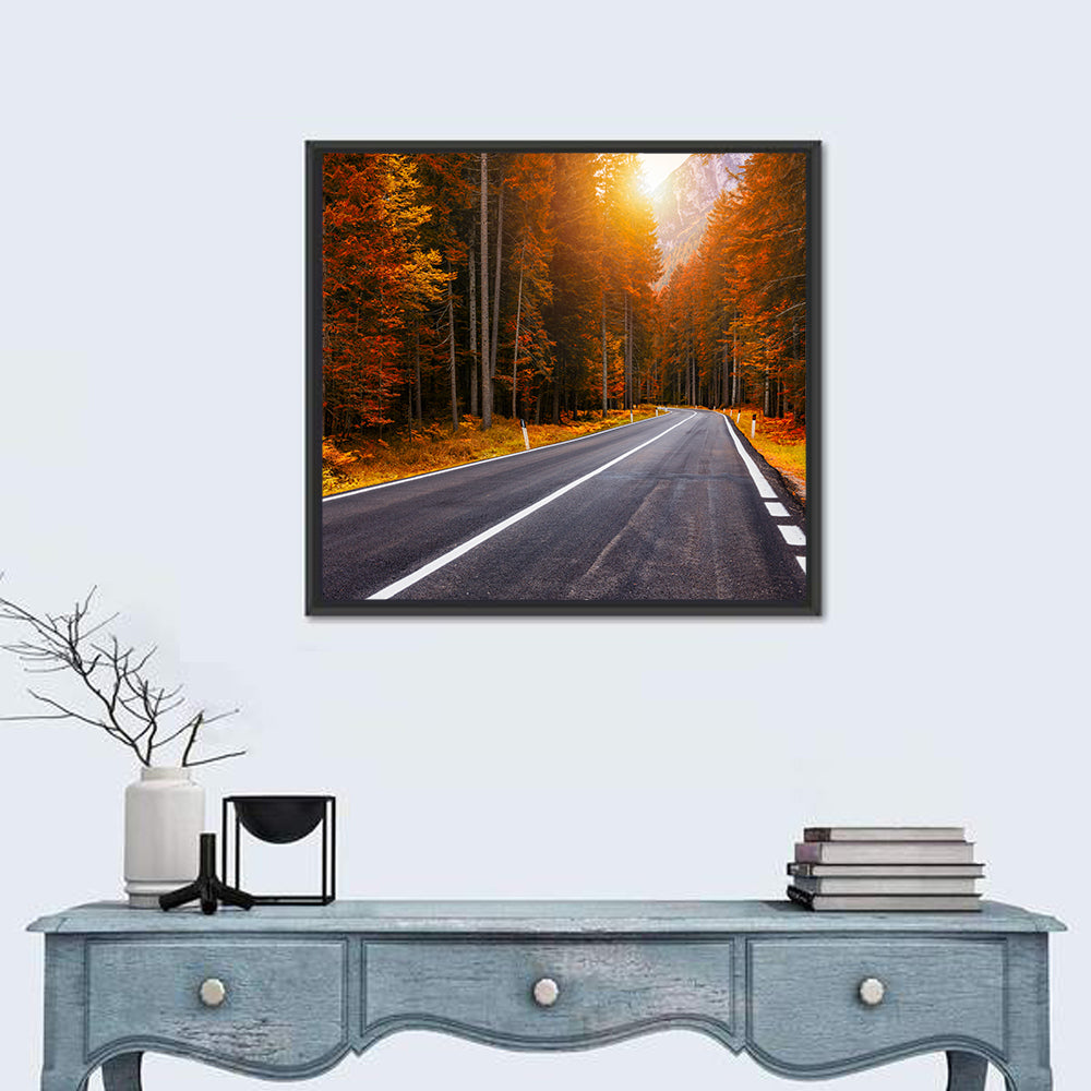 Golden Hour Forest Road Wall Art