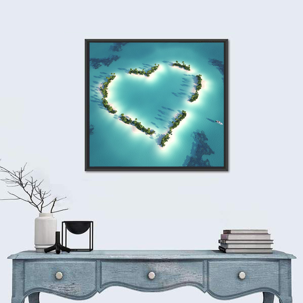 Turquoise Heart-shaped Island Wall Art