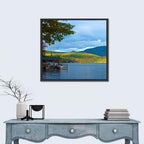 Lake George Boathouse in Autumn Wall Art