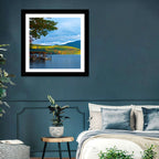 Lake George Boathouse in Autumn Wall Art