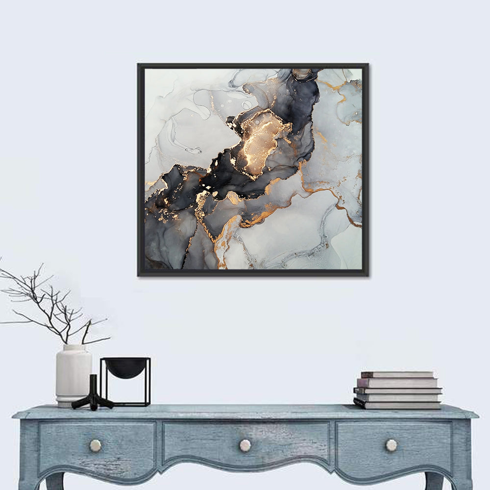 Black Fire Marble Abstract Wall Art