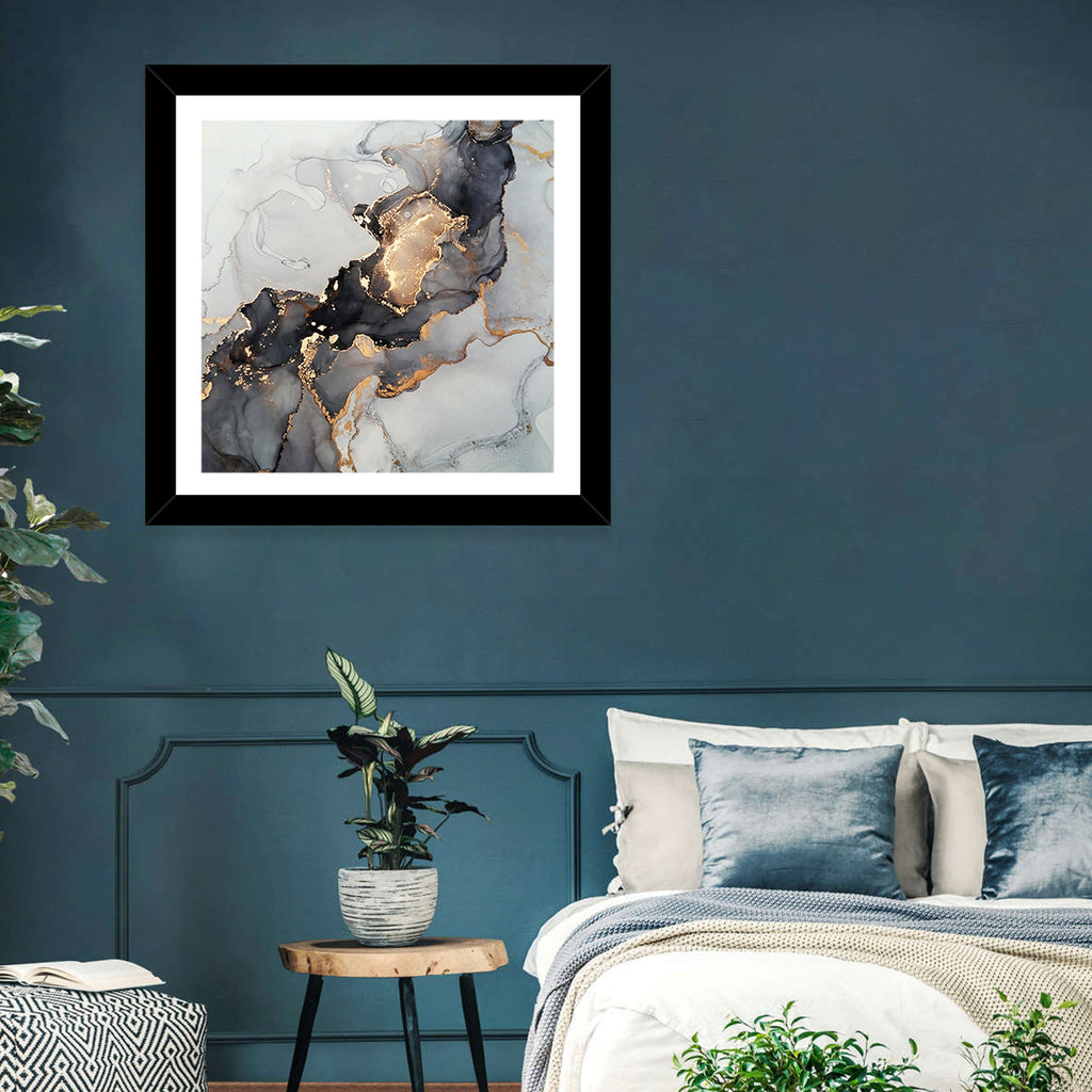 Black Fire Marble Abstract Wall Art