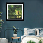 Girl with Umbrella in Mysterious Forest Wall Art