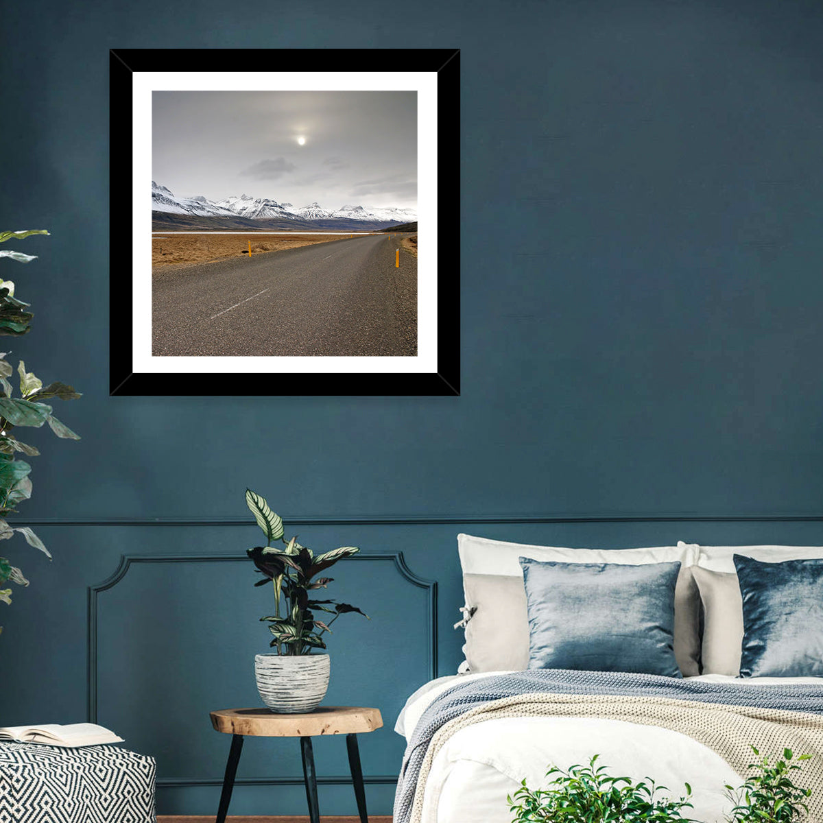 Icelandic Road to Snow-capped Mountains Wall Art