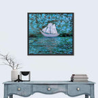 White Sailboat Reflection Wall Art