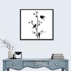 Three Birds on Branch Silhouette Wall Art