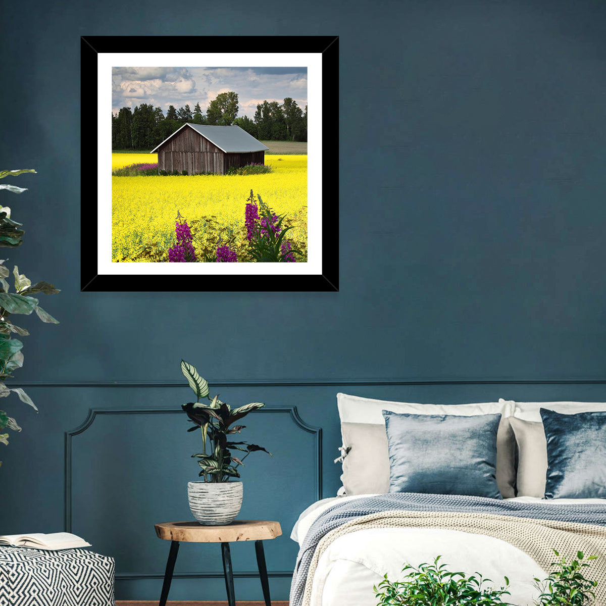 Finnish Barn in Yellow Field Wall Art