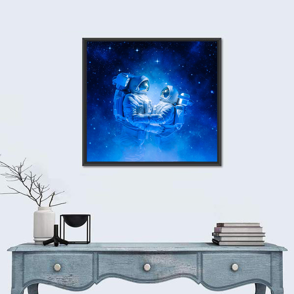 Astronaut Couple in Space Wall Art