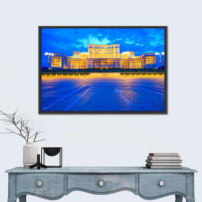 Palace of the Parliament at Twilight Wall Art