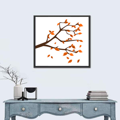 Golden Winter Leaves Illustration Wall Art