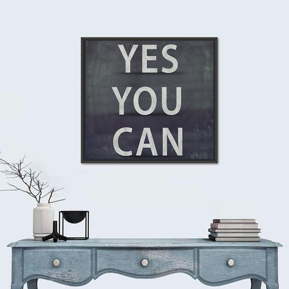 Yes You Can Chalkboard Typography Wall Art