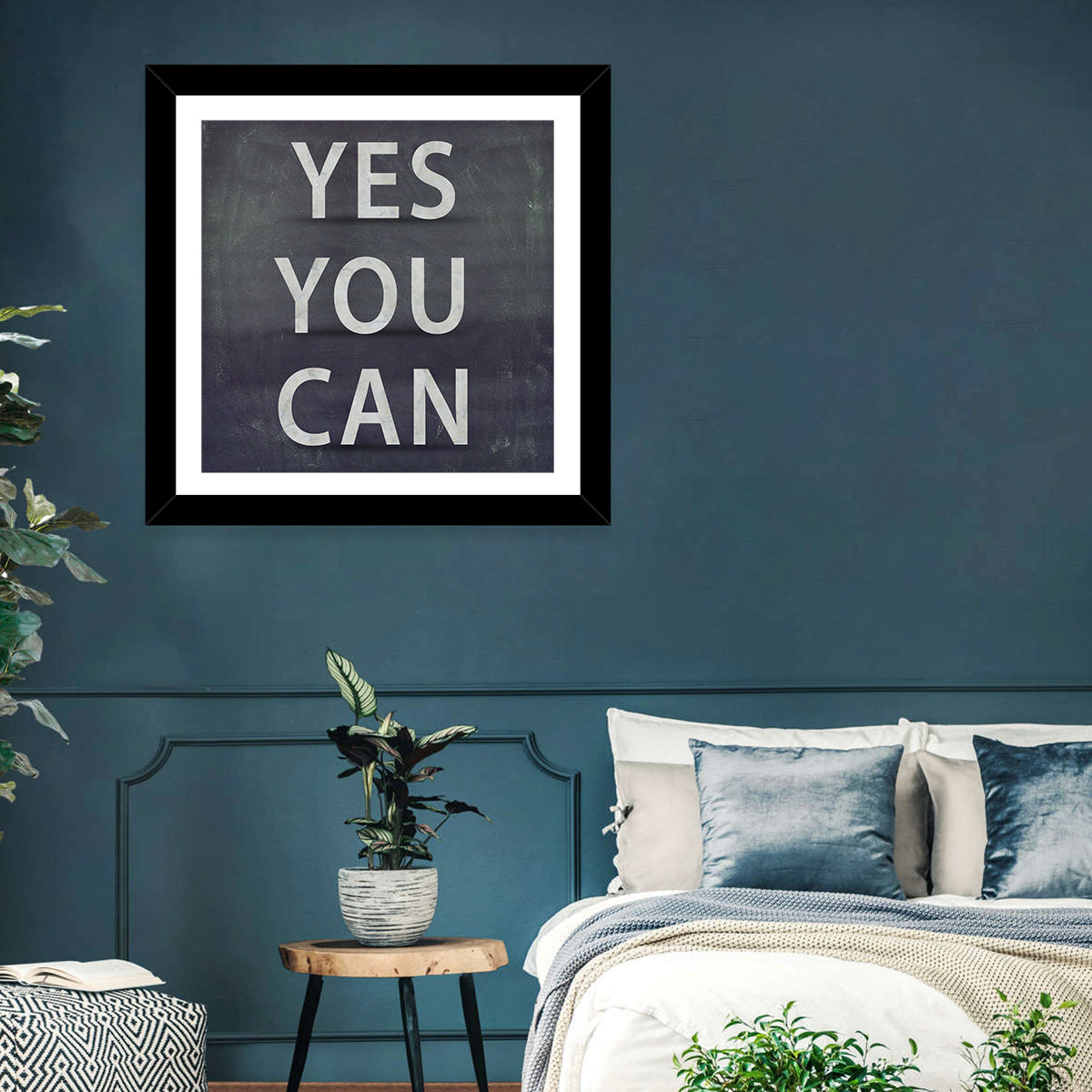 Yes You Can Chalkboard Typography Wall Art