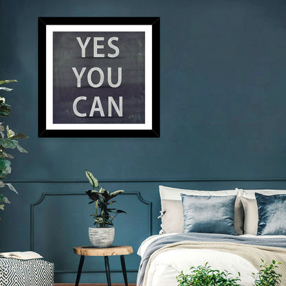 Yes You Can Chalkboard Typography Wall Art