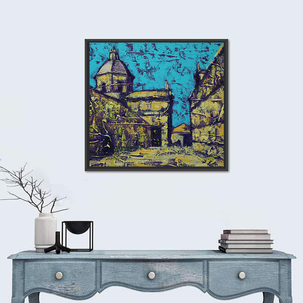 Las Agustinas Alleyway Abstraction Wall Art in a room, square