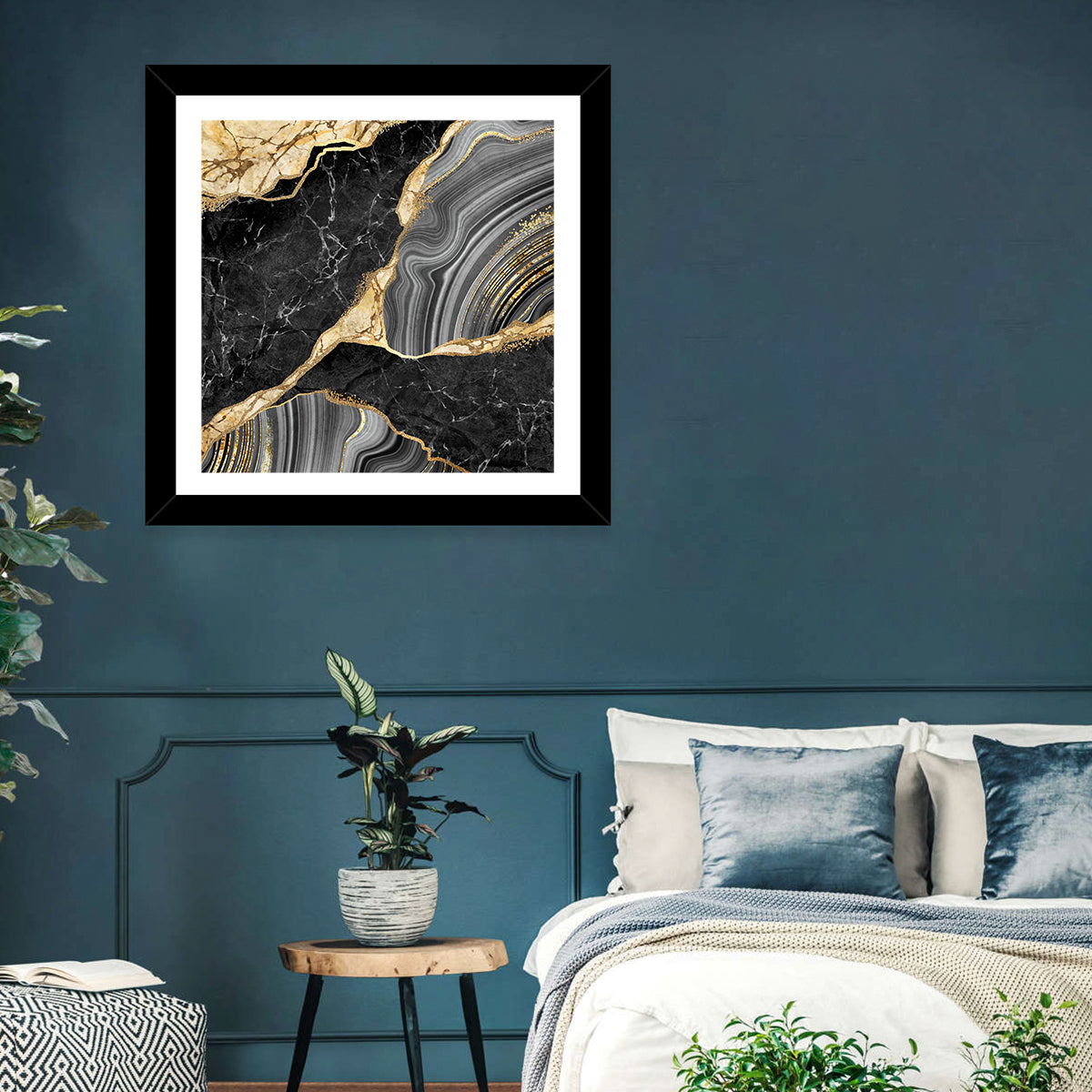 Gold River Abstract Wall Art in a room, square