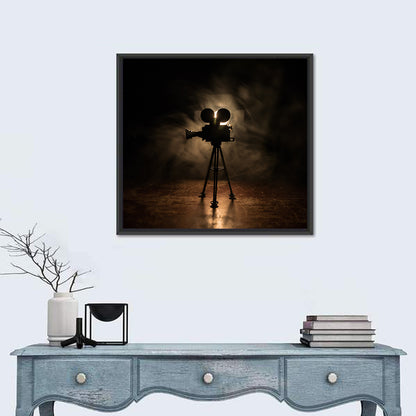 Backlit Vintage Movie Camera Wall Art
