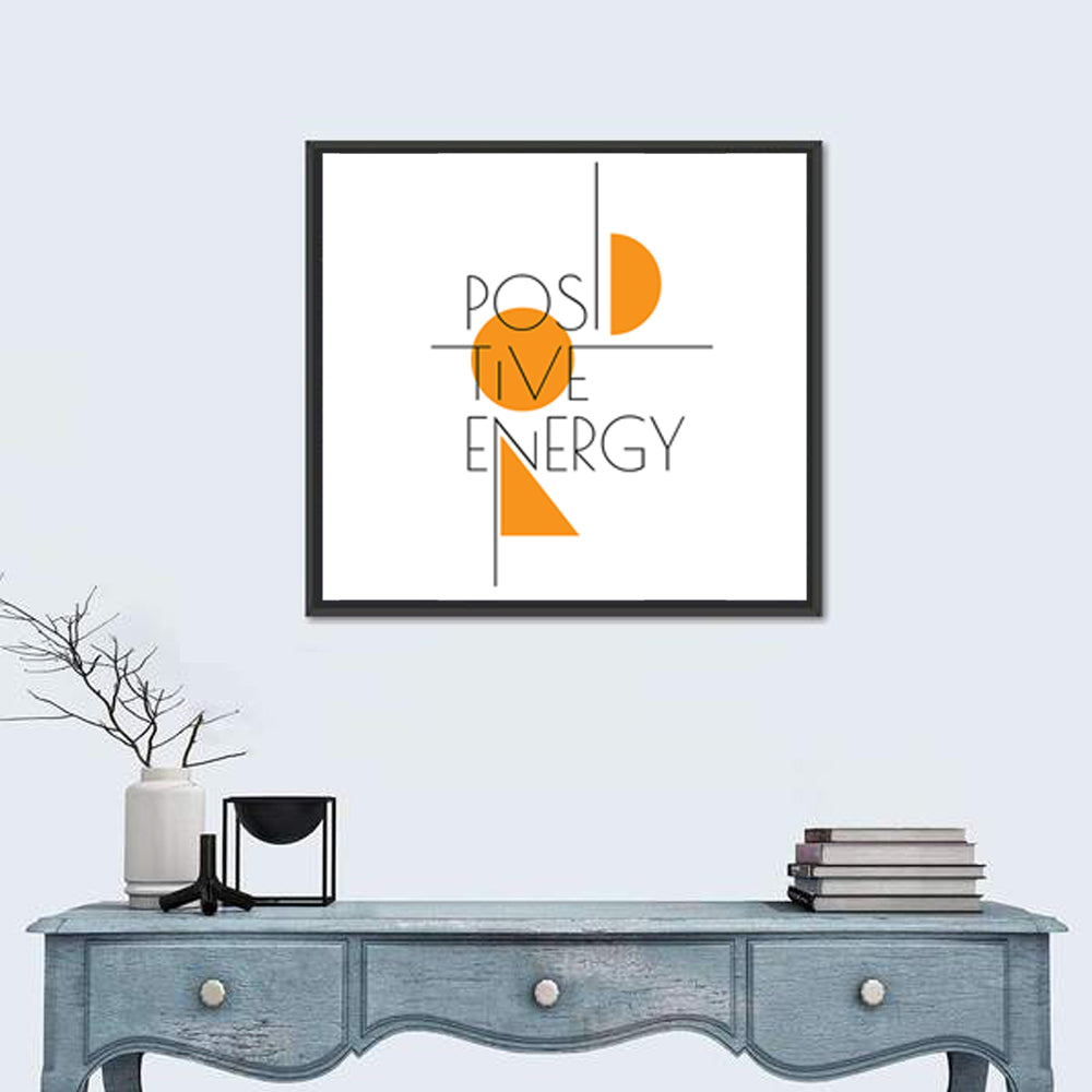 Positive Energy Typography Wall Art in a room, square