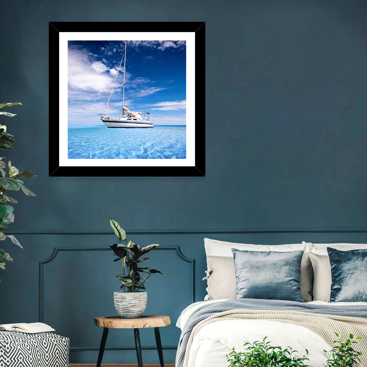 Furled Sails Over Turquoise Water Wall Art