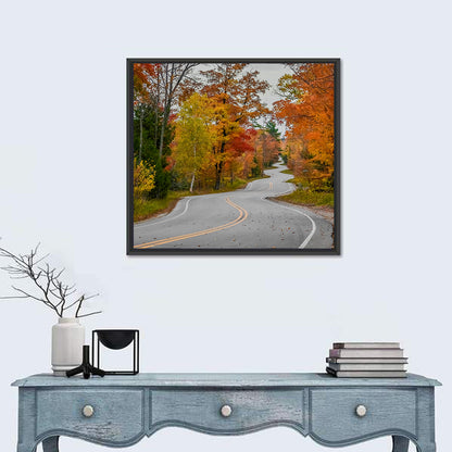 Winding Autumn Highway Wall Art